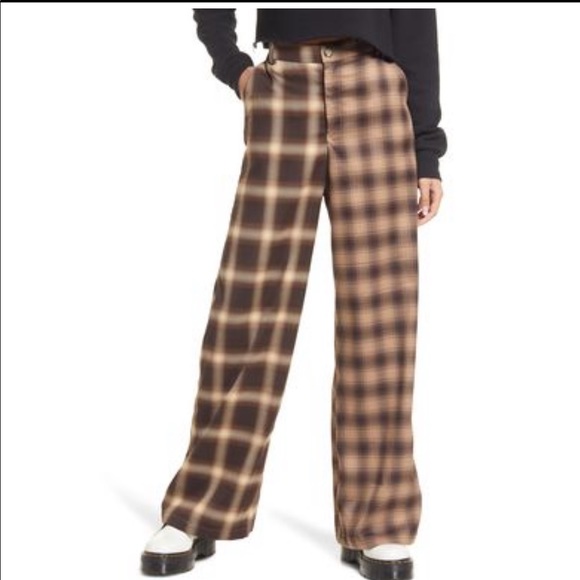 bp Pants - BP. Mix Plaid Pants in Brown Ombre Plaid Combo 3X Plus Size